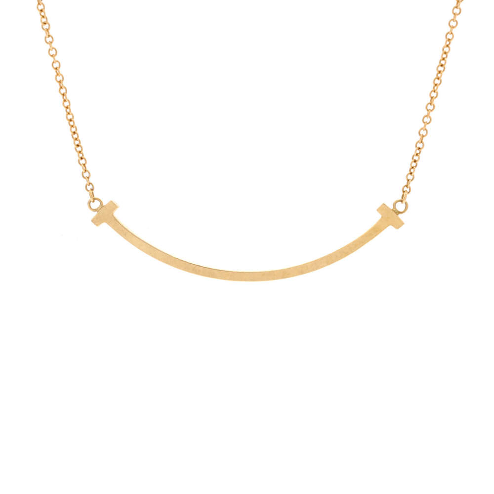 Tiffany & Co. Small T Smile Pendant Necklace 18K Yellow Gold